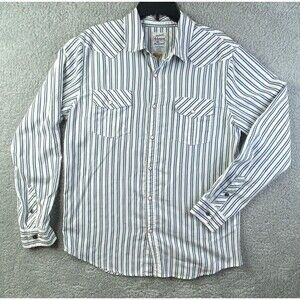 44MM Authentic Legendary Work Wear Mens Large Striped Western Pearl Snap